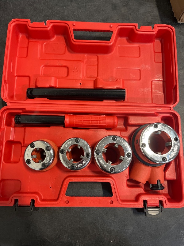 Photo 1 of Threader Kit, Manual Plumber Pipe Threading Set, Ratcheting Pipe Threading Tool Set with Storage Case (4 Dies-1/2" 3/4" 1" 1-1/4")