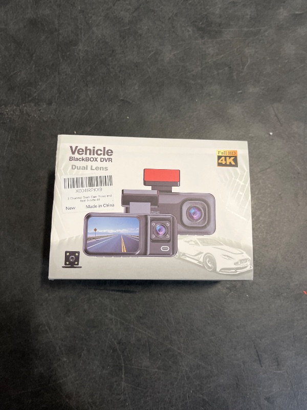 Photo 1 of 4K 3 Channel Dash Cam with 64GB Card, 4K+1080P+1440P Dash Cam Front and Rear Inside, Dash Camera for Cars with Super Night Vision, 24H Parking Mode, Loop Recording, Motion Detection
