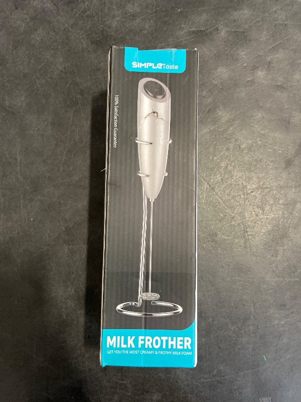 Photo 1 of SIMPLETaste Milk Frother Handheld Battery Operated Electric Foam Maker, Drink Mixer with Stainless Steel Whisk and Stand for Cappuccino, Bulletproof Coffee, Latte