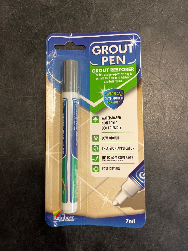 Photo 1 of Grout Pen Grey Tile Paint Marker: Waterproof Grout Paint, Tile Grout Colorant and Sealer Pen - Grey, Narrow 5mm Tip (7mL)