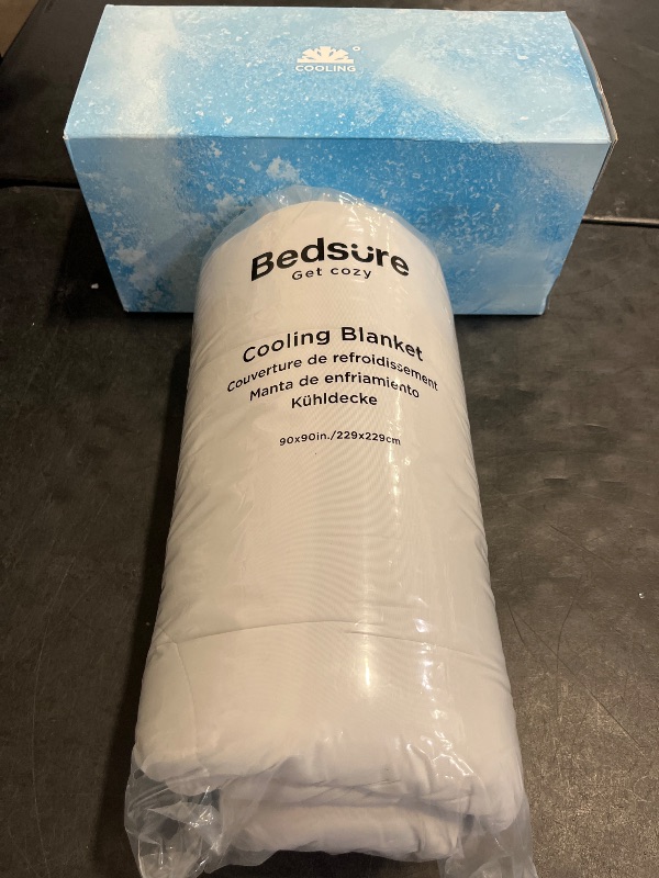 Photo 1 of Bedsure Cooling Blankets for Hot Sleepers - Summer Blanket Queen Size, Cold and Lightweight Gift for Night Sweats, Ice Cooled Breathable Comforter for Bed, Grey, 90x90 Inches