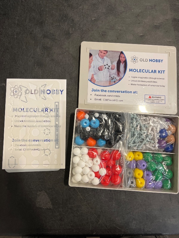 Photo 1 of OLD NOBBY Organic Chemistry 239 Piece Model Kit - Molecular Model Kit with Atoms, Bonds, Instructional Guide, Bond Removal Tool, and Bonus Molecular Stencil