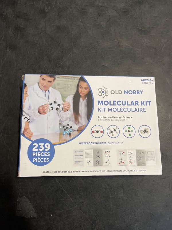 Photo 1 of OLD NOBBY Organic Chemistry 239 Piece Model Kit - Molecular Model Kit with Atoms, Bonds, Instructional Guide, Bond Removal Tool, and Bonus Molecular Stencil