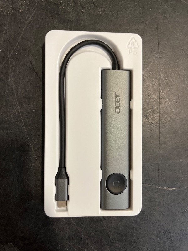 Photo 1 of Acer USB C HUB Multiport Adapter, 7 in 1 USB-C to HDMI Adapter with 4K@60Hz, 100W PD, 5Gbps 2*USB-A 3.1, 1*Type-C 3.1, SD Card Reader Type C Dongle for iPhone 16/15, MacBook Pro/air, iPad, Acer (Grey)