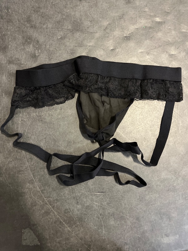 Photo 1 of (XL) WDIRARA Men's Mesh Lace Underwear Semi Sheer T Back G String Briefs Black X-Large