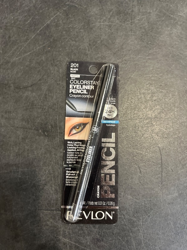 Photo 1 of Revlon ColorStay Pencil Eyeliner with Built-in Sharpener, Waterproof, Smudgeproof, Longwearing Eye Makeup with Ultra-Fine Tip, 201 Black, 0.01 oz