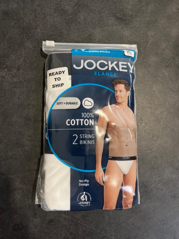 Photo 1 of (XL) Jockey Men's Underwear Elance String Bikini - 2 Pack, White, XL