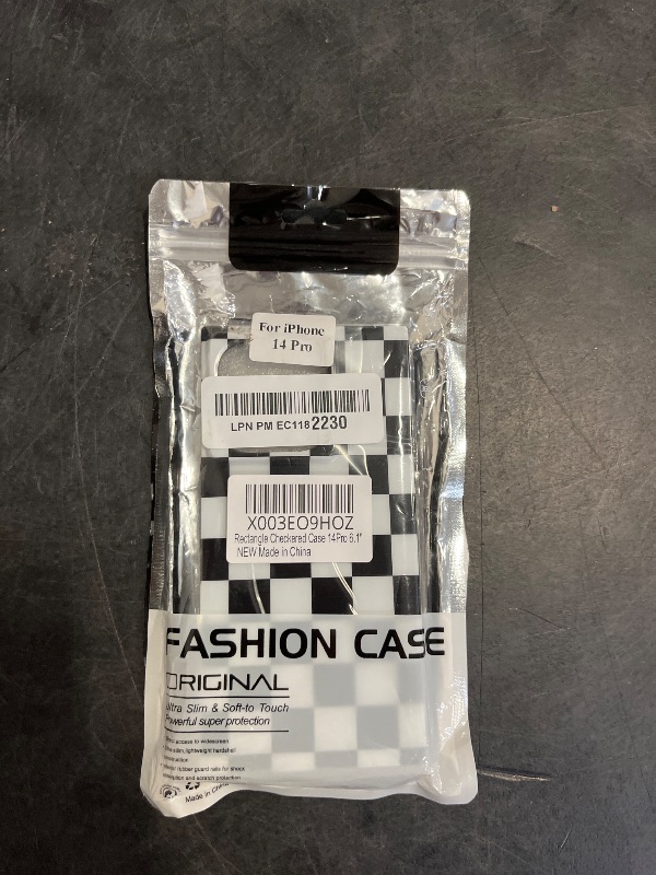 Photo 1 of Rectangle Checkered Phone Case for iPhone 14 Pro 2022 Black White Grids Plaid Checkerboard Slim Soft Classic Trunk Design Strong Shockproof Protective Checker Cover for iPhone 14pro 6.1"