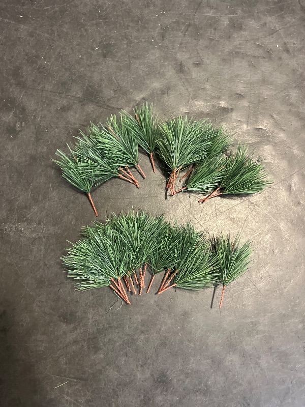 Photo 1 of JK-GMTE Green Plants Pine Needles Artificial Pine Needles Branches Fake Pine Picks for Christmas Garland Wreath Decorations (3.9inch)