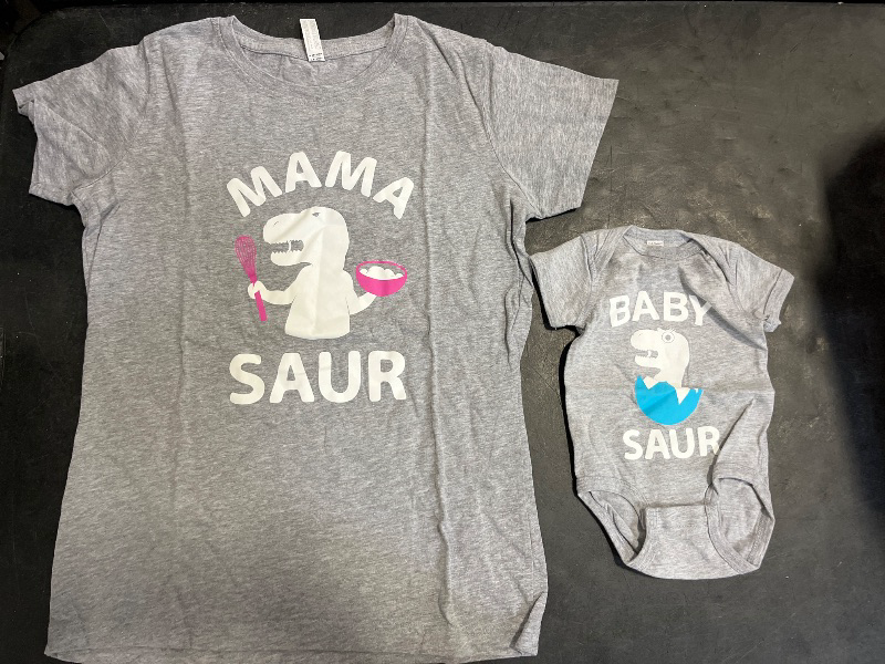 Photo 1 of 6M (3-6M) - Tstars Mama & Baby Saur Matching Set Gift for New Moms and Babies Mother's Day Mom Shirt & Infant Bodysuit Mom Gray Medium/Baby Gray 