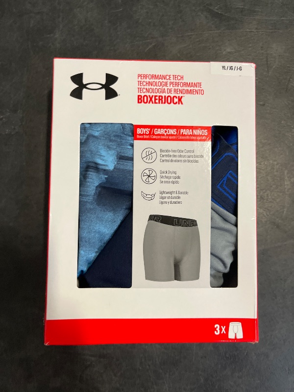 Photo 1 of SIZE YLG ( YOUTH LARGE ) Under Armour Performance Tech - Printed 3Pk Boxer Brief, 3-Pack Windstream Print,       