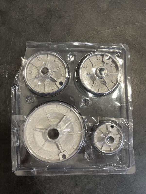 Photo 1 of Black & Silver Gas Stove Burner Caps Set - High Performance Cooker Lids - 1 Large, 1 Small, 2 Middle