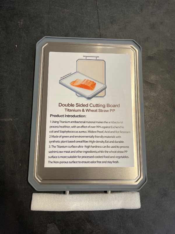 Photo 1 of Titanium Cutting Board Double Sided, Titanium Cutting Boards for kitchen, Wheat straw Large Cutting Board for meat, Easy Clean and Non toxic Chopping Board Dishwasher Safe (16"L x 11"W)