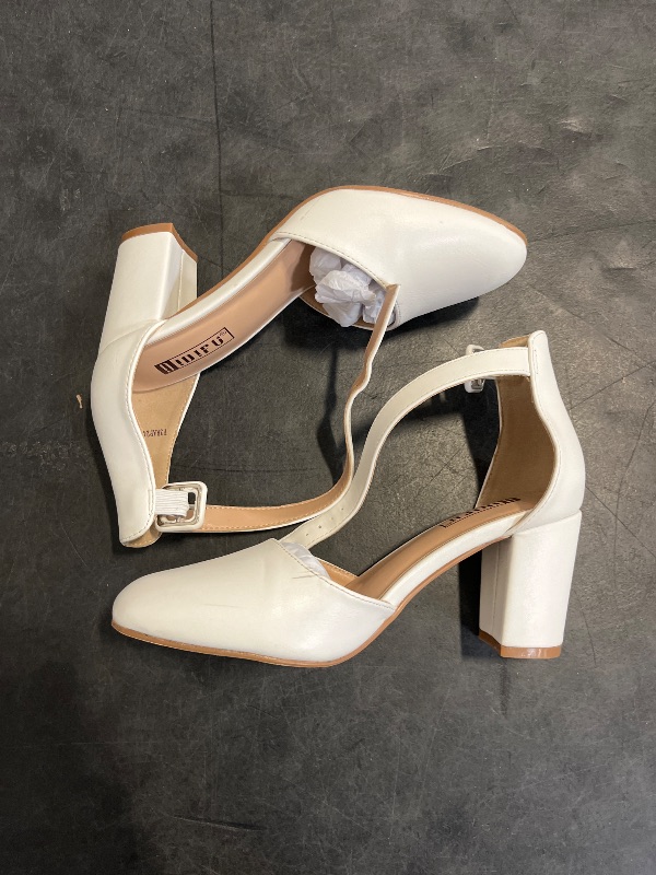 Photo 1 of S 5 IDIFU White Heels Closed Toe Heels for Women High Chunky Block Heels Women's Pumps Dress Shoes for Women Dressy Wedding Bridal Homecoming Prom Shoes Comfortable Ankle Strap Work Heels(White Pu, 5)
