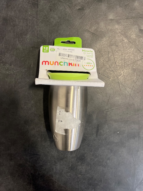 Photo 1 of Munchkin Stainless Steel Sippy Cups for Toddlers 1-3, Spill Proof Miracle 360 Cup, Insulated, 10 Ounce, Green
