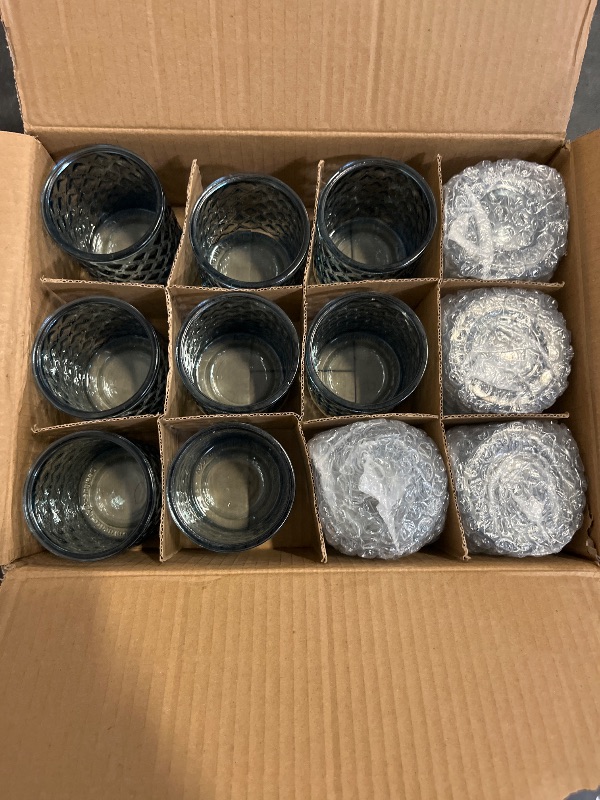 Photo 1 of 12Pcs Large Votive Candle Holders Blue Tea Light Candle Holders Glass Candle Holder for Wedding, Bridal Shower, Table Centerpiece, Party, Home Decor