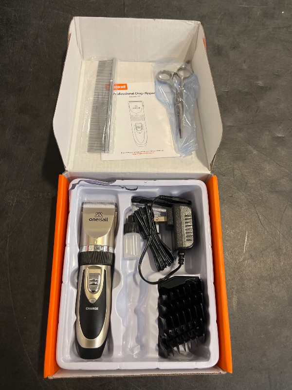 Photo 1 of oneisall Dog Clipper Low Noise, Dog Grooming Kit with Rechargeable, Dog Shaver Cordless Electric Quiet Hair Clipper Set for Dog Cats Pets?Gold?