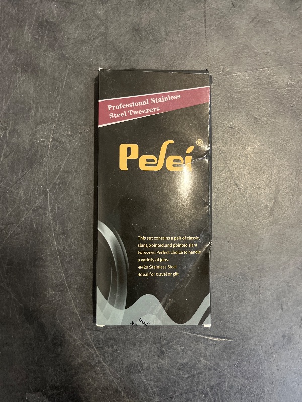 Photo 1 of Pefei Tweezers Set - Professional Stainless Steel Tweezers for Eyebrows - Great Precision for Facial Hair, Splinter and Ingrown Hair Removal (Black)