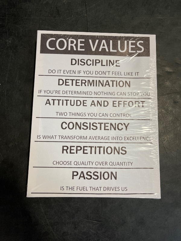 Photo 1 of Motivational Wall Decor Core Values Posters Canvas Inspirational Quotes Wall Art Zero Talent Picture Print Painting Artwork for Home Living Room Bedroom Office Decor Ready to Hang [36''Wx 16''H]