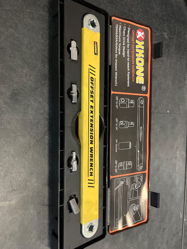 Photo 1 of XKONE Offset Extension Wrench Set,15.4" Wrench with 1/4",3/8",1/2" Square Drive Adapters and 1/4" Socket for Tight Spaces.