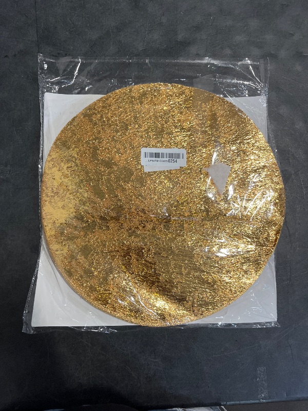 Photo 1 of SEQUINNOW 100 PCS Gold Round Placemats 13 Inch Metallic Gold Foil Mesh Charger Place Mats Disposable Doilies for Dining Table Birthday Wedding Christmas Party Holiday Decoration