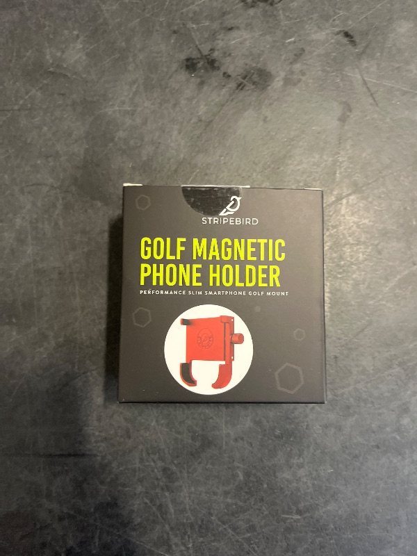 Photo 1 of Stripebird - Original Magnetic Golf Cart Phone Holder (Red) - Cell Phone Holder with Neodymium N52 Magnets - Golf Caddy - Golf Cart Mount for iPhone, Samsung & Others
