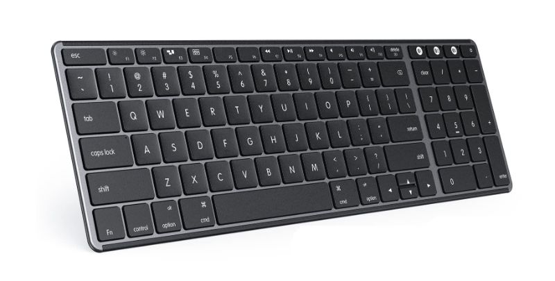 Photo 1 of seenda Bluetooth Keyboard  for Mac, SKM64-2 Multi-Device Rechargeable Slim Wireless Keyboard  Stainless Steel Full Size, Compatible with MacBook Pro/Air, iPad, iMac - Space Gray