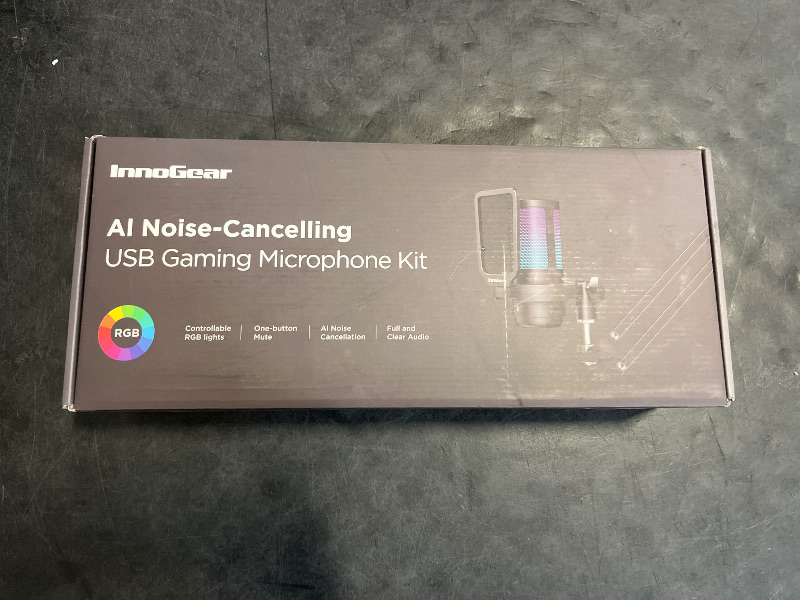 Photo 1 of InnoGear Gaming USB Microphone, Noise Cancellation Condenser Mic with Mute, Gain, RGB Indicator, Boom Arm Stand for Streaming, Podcast, Twitch, YouTube, Discord, PC, Computer, PS4, PS5, Mac, Black