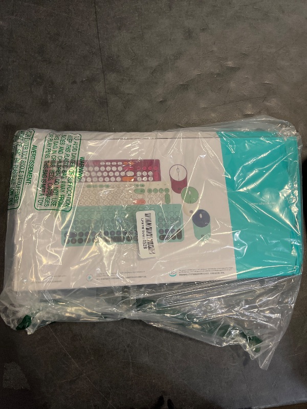 Photo 1 of FD Wireless Keyboards and Mouse Combo - 2.4GHz USB Cordless, Cute Wireless Keyboard Round Keys, Quiet and Slim Set for Laptop, Computer, TV and Mac - Milky White Green Colorful