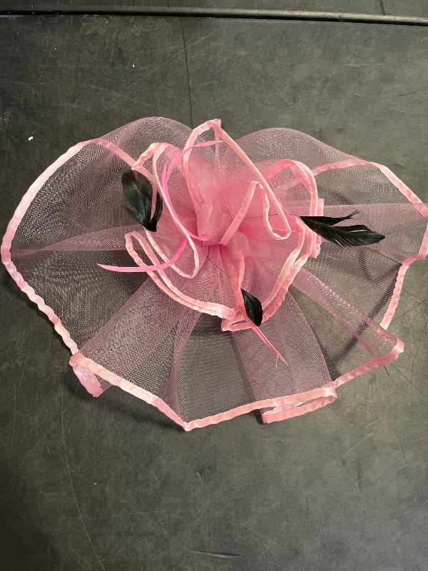 Photo 1 of TS Fascinators Hat with Mesh Feather Hair Clip Tea Party for Wedding Cocktail Party or Special Occasion(Orange)