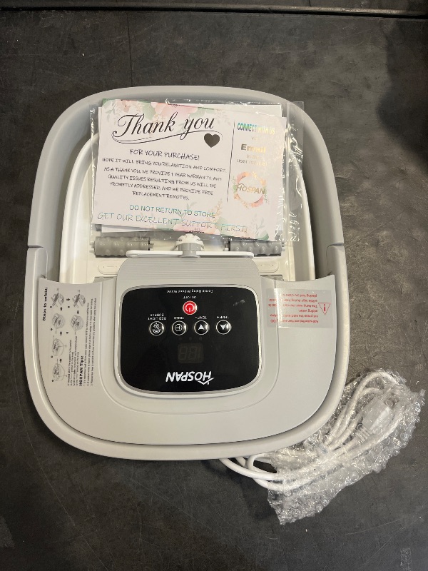 Photo 1 of HOSPAN Collapsible Foot Spa with Heat, Bubble, Red Light, and Temperature Control, Foot Bath Massager with 8 Shiatsu Massage Rollers, Pedicure Foot Spa for Relaxation and Stress Relief