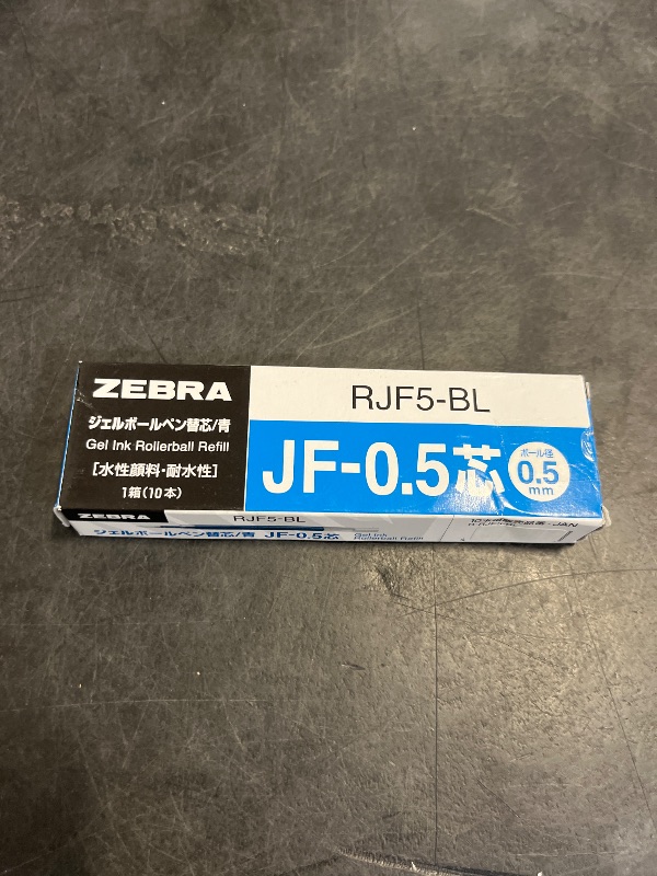 Photo 1 of Zebra Sarasa B-RJF5-BL Gel Ballpoint Pen Refills, JF-0.5 Lead, Blue, 10 Pieces