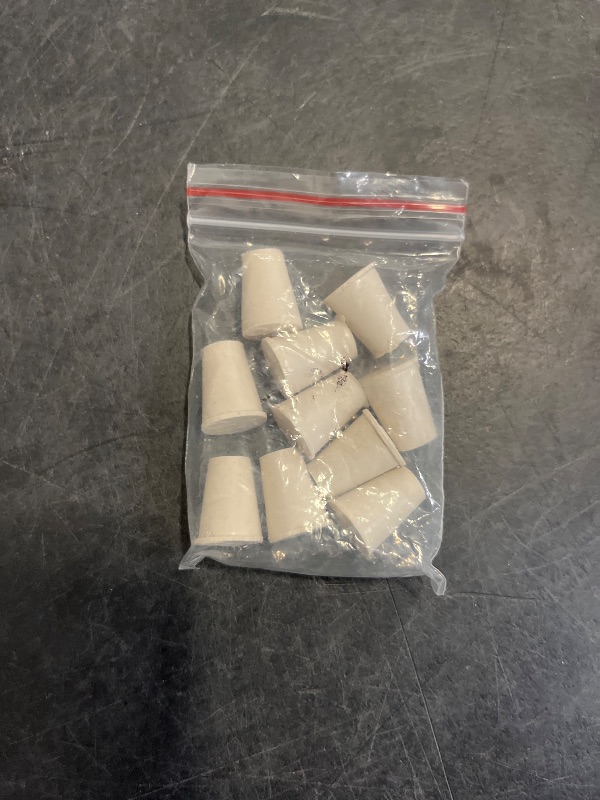 Photo 1 of uxcell White Tapered Shaped Solid Rubber Stopper for Lab Tube Stopper Size 000 10Pcs