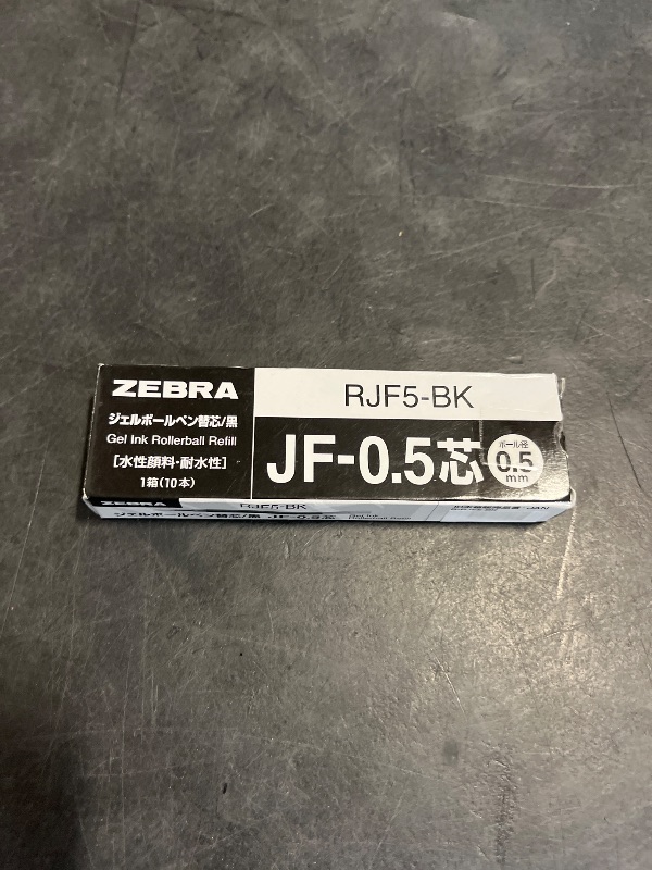 Photo 1 of Zebra Sarasa B-RJF5-BK Gel Ballpoint Pen Refills, JF-0.5 Lead, Black, 10 Pieces