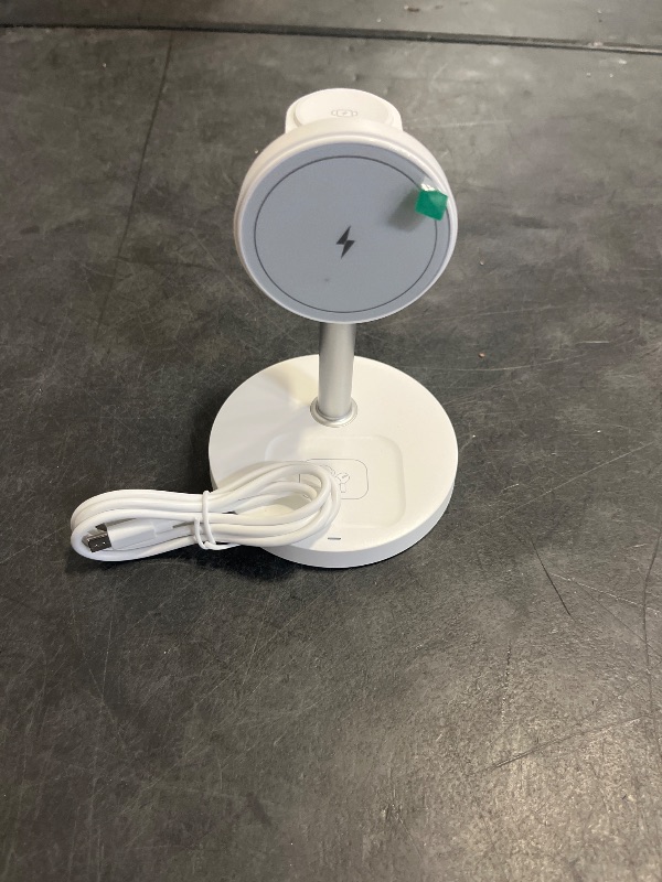 Photo 1 of 15W Fast 3 in 1 Wireless Charging Station for Apple Series, Magnetic Mag-Safe Charger Stand with Adjustable Angle, for iPhone 16 15 14 13 12 Apple Watch, Airpods, Gifts for Men-White