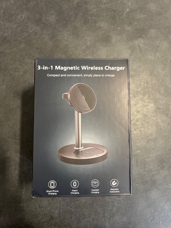 Photo 1 of 15W Fast 3 in 1 Wireless Charging Station for Apple Series, Magnetic Mag-Safe Charger Stand with Adjustable Angle, for iPhone 16 15 14 13 12 Apple Watch, Airpods, Gifts for Men-White