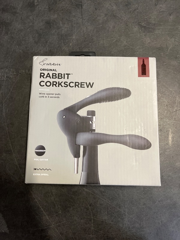 Photo 1 of Rabbit W6004N Original Lever Corkscrew Wine Opener with Foil Cutter and Extra Spiral (Black)