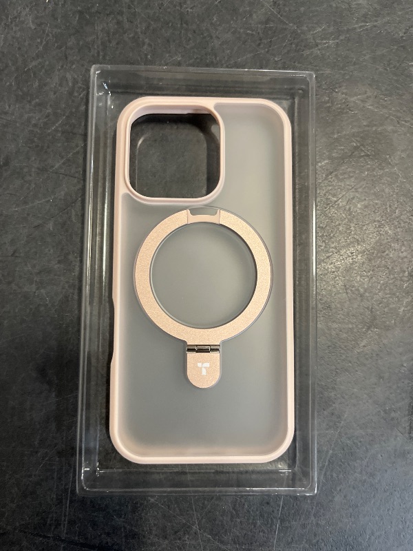 Photo 1 of TORRAS Desert Titanium for iPhone 16 Pro Case, [Ultra-Magnetic Ostand] [Fit for MagSafe] [Flexible Stable Stand] Mil-Grade Protection Translucent Slim Anti-Scratch Ring Kickstand, Rose Gold 6.3"