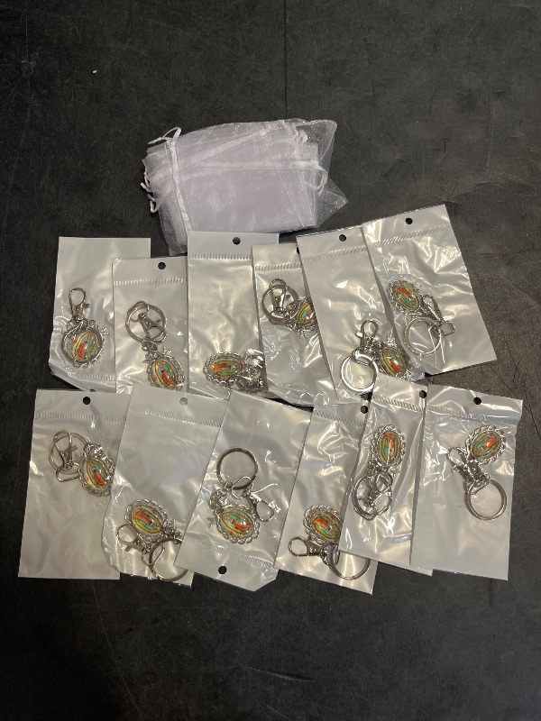 Photo 1 of 12 Pcs Our Lady of Guadalupe Keychains Baptism Favors for Guests First Communion Gift Virgen De Guadalupe Llaveros with Organza Gift Bags Religious Catholic Keychain Recuerdos De Bautizo Christening