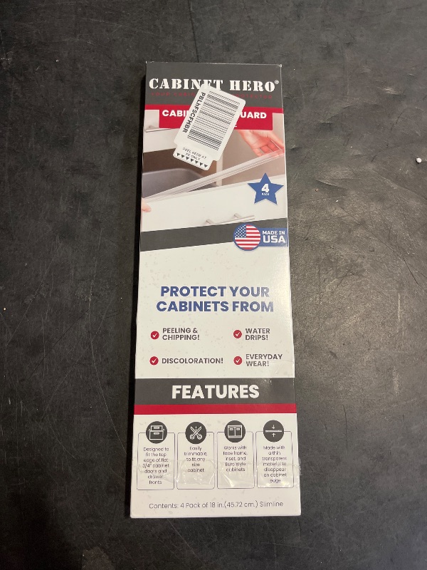 Photo 1 of Cabinet Hero Slimline Cabinet Edge Protector - Prevents Chipping, Wear, Discoloration - Drawer Edge Guard, Bumper for Drawer - Easy Slip-On Installation - 3/4" Thick, 18" Length, Clear, Pack of 4