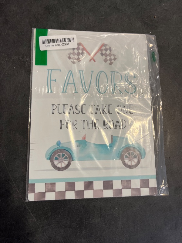 Photo 1 of Race Car Birthday Party Signs, Favors Please Take One for the Road, 8×11 Wooden Play Sign with Stand, Race Car Birthday Party Decorations,Race Car Birthday Party Supplies - LP072