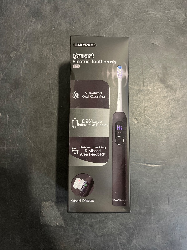 Photo 1 of SAKYPRORAL Electric Toothbrush with AI Smart Screen for Adults Kids | 150-Day Battery, Real-Time Brushing Map | Whitening Mode, 3-Min Timer, Travel Case | Family Sonic Electric Tooth Brush (G5S Black)