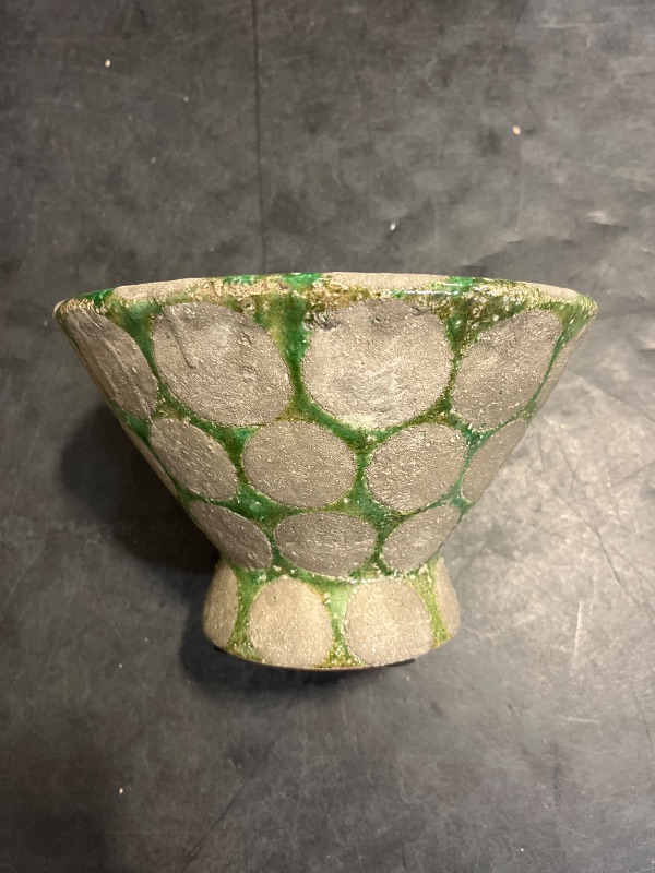 Photo 1 of Creative Co-Op Terra-Cotta Footed Bowl with Wax Relief Dots
