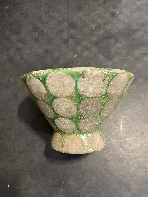Photo 1 of Creative Co-Op Terra-Cotta Footed Bowl with Wax Relief Dots