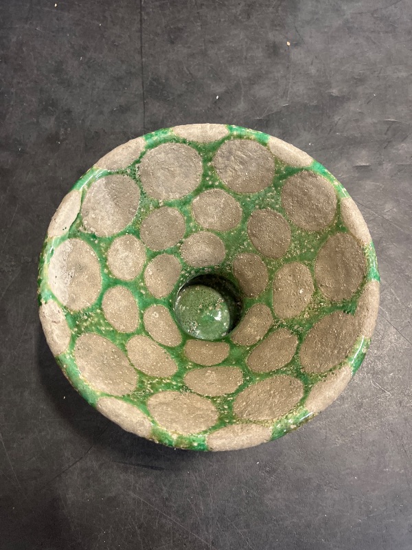 Photo 1 of Creative Co-Op Terra-Cotta Footed Bowl with Wax Relief Dots