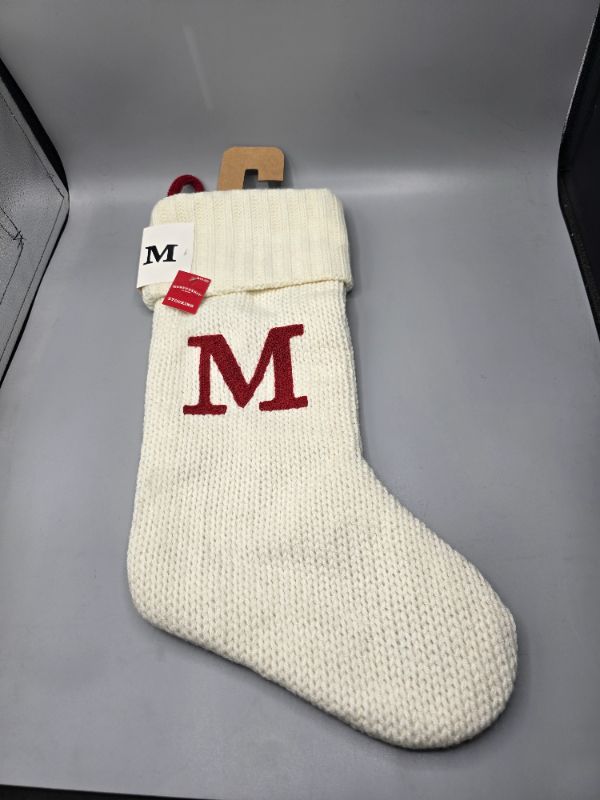 Photo 1 of Knit Monogram Christmas Stocking White M - Wondershop™: Festive Knit Fabric, 20"; Hang Loop