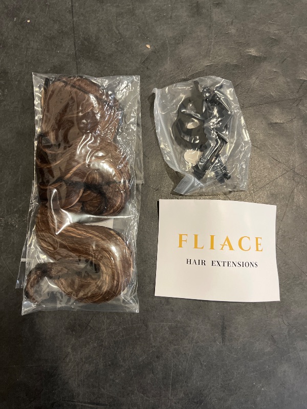 Photo 1 of Fliace Highlight balayage dark brown Hairpieces, Natural & Blends Well Clip in Hair Extensions (20inch, 6pcs, Chocolate Brown&Honey Blonde)