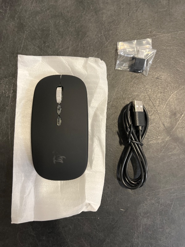 Photo 1 of HOTLIFE LED Wireless Mouse, Slim Rechargeable Silent Portable USB Optical 2.4G Wireless Bluetooth Two Mode Computer Mice with USB Receiver and Type C Adapter (Black)