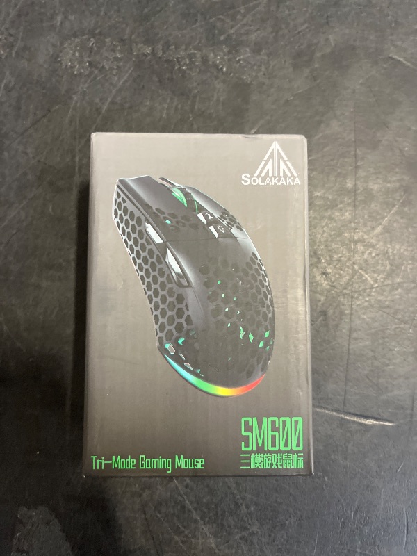 Photo 1 of SOLAKAKA SM600 Pink Wireless Gaming Mouse with Honeycomb Shell, Side Buttons,Tri-Modes(BT5.1+BT5.1+2.4GHz) Lightweight RGB Wireless Mouse for PC/Tablet/Desktop/Office/Games
