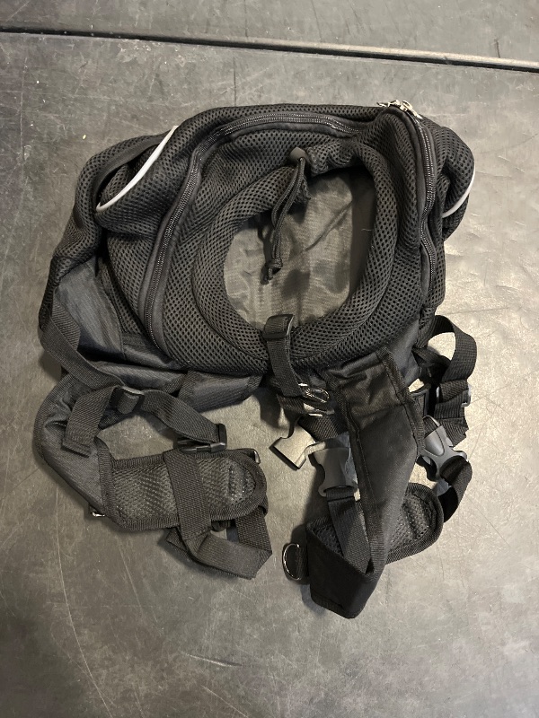 Photo 1 of YUDODO Dog Front Carrier Backpack, Adjustable Breathable Pet Carrier for Small Dogs, Ventilated Puppy Back Pack with Safety Belt, Lightweight Doggy Backpack for Hiking Outdoor(Pure Black, M: 4.5-9lbs)
